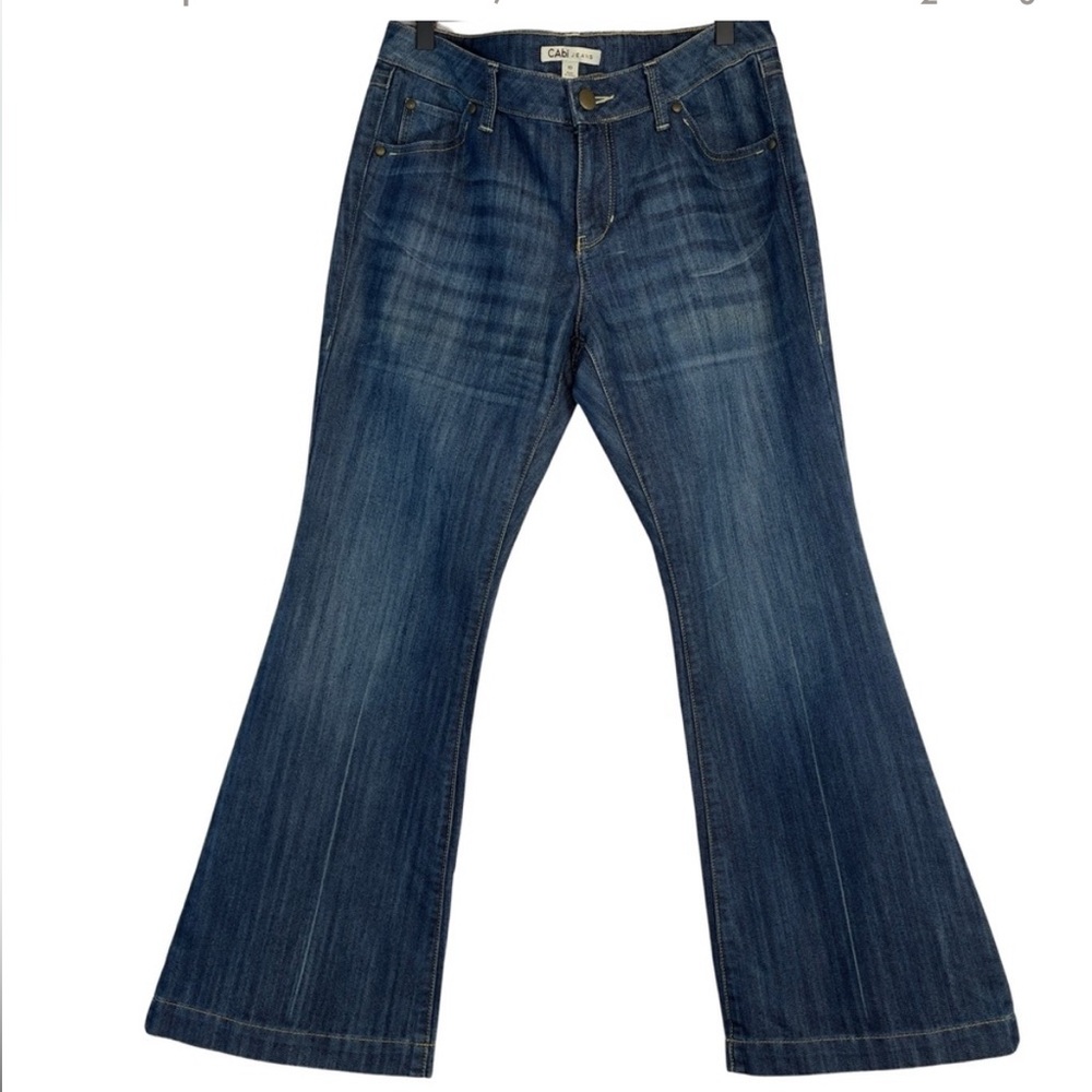 CAbi Mid-Rise Medium Wash Wide Leg Jeans Size 10